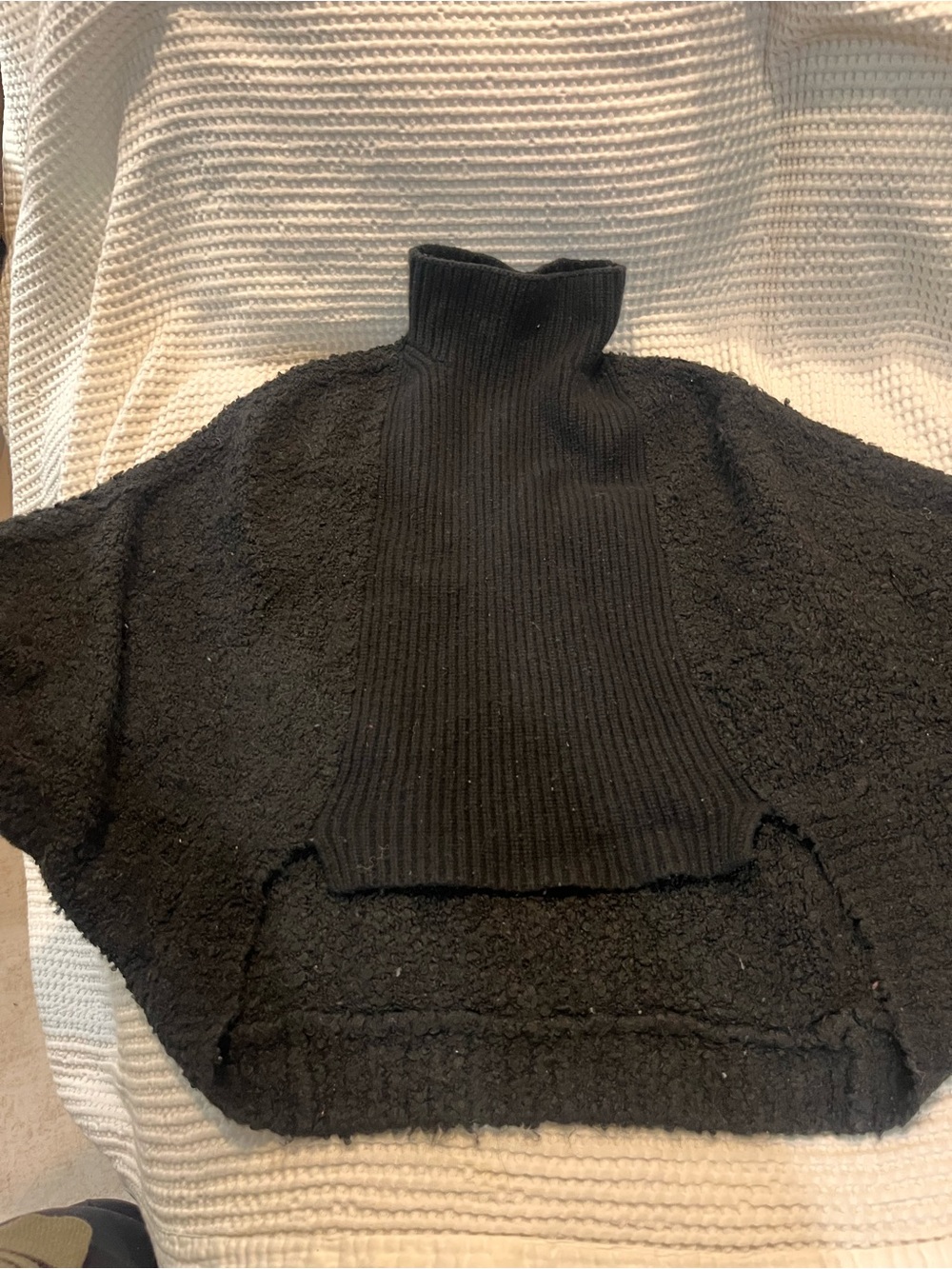 BCBGMaxAzria Black Textured Turtleneck Sweater